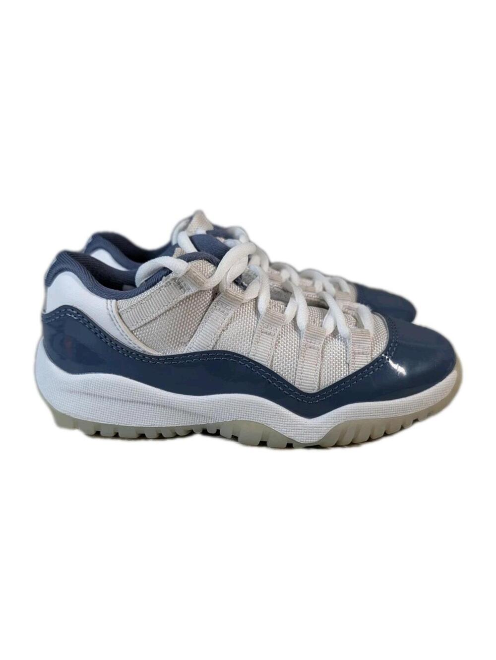 Nike Air Jordan 11 Retro Low Kids Size 12C White Blue Patent Sneakers Youth